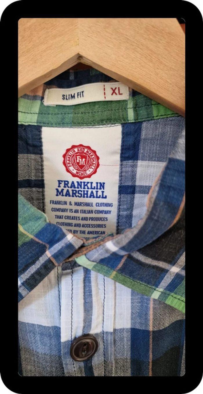 Chemise manches courtes à carreaux Franklin Marshall / Taille XL / Bleu et vert - photo numéro 3