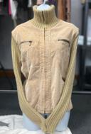 Y2K veste biker col roulé beige S/M