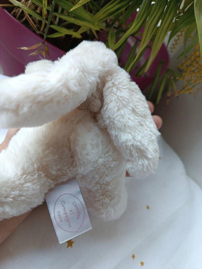 Peluche plush doudou Teddy petit small lapin blanc white allongé couché bunnies Bunny Compagnie - photo numéro 6