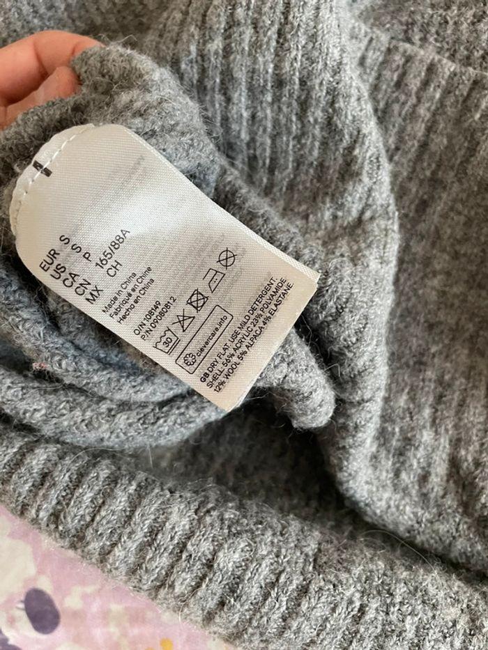 Pull H&M oversize gris chiné col V taille S - photo numéro 5