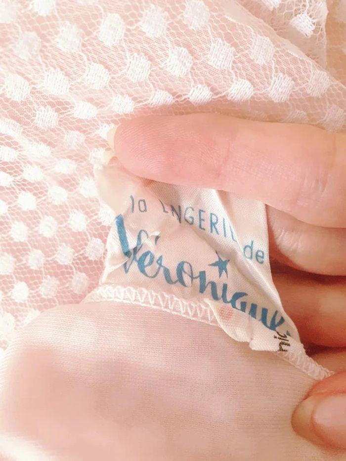 Vintage ancienne années 60 déshabillé doublé rose lingerie de Véronique dentelles et broderies - photo numéro 10