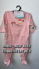 Lot de 2 Pyjama bébé fille Minnie mouse 6 mois rose  disney Disneyland