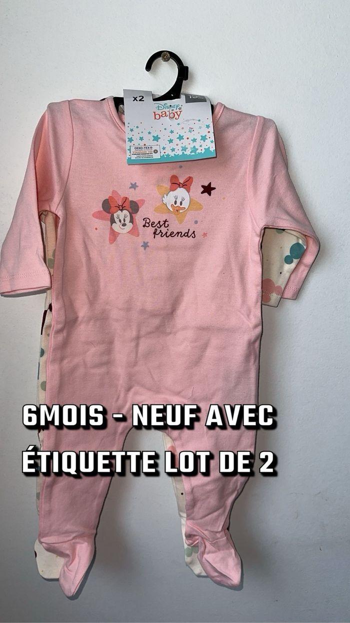 Lot de 2 Pyjama bébé fille Minnie mouse 6 mois rose  disney Disneyland - photo numéro 1