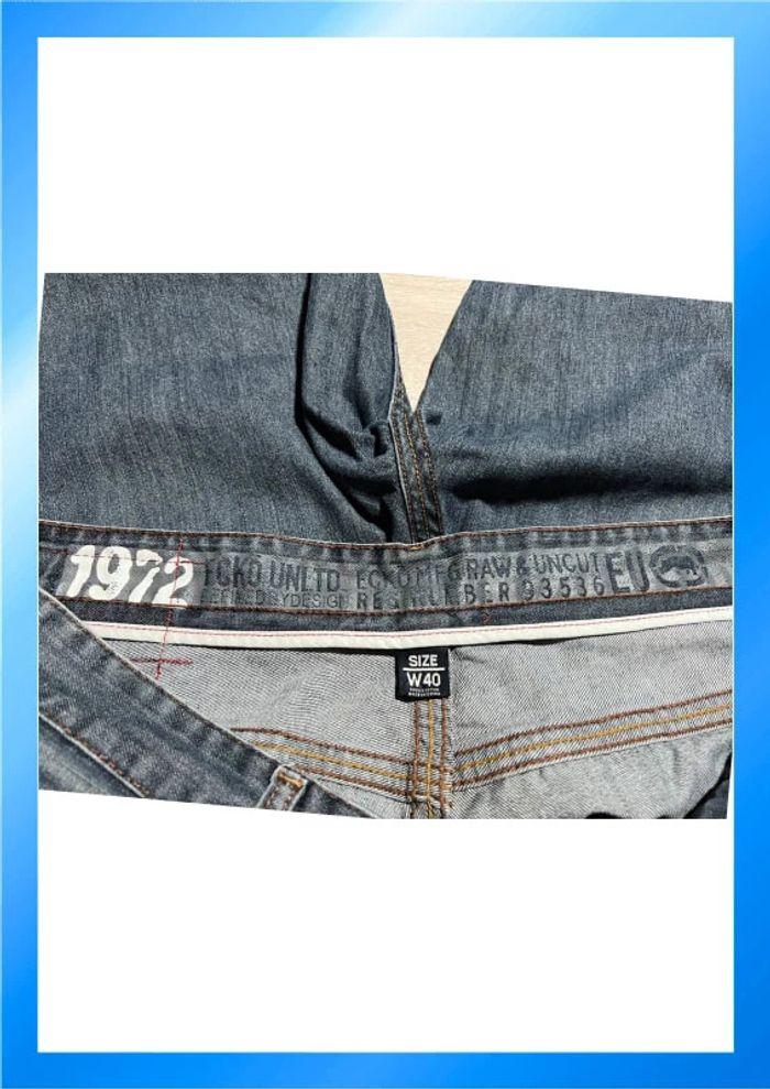 🩳 Short vintage brodé hip hop Ecko UNLTD en jean Bleu Taille 40 XL 🩳 - photo numéro 8