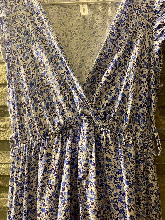 Robe mi-longue bleue à motifs fleurs - photo numéro 3