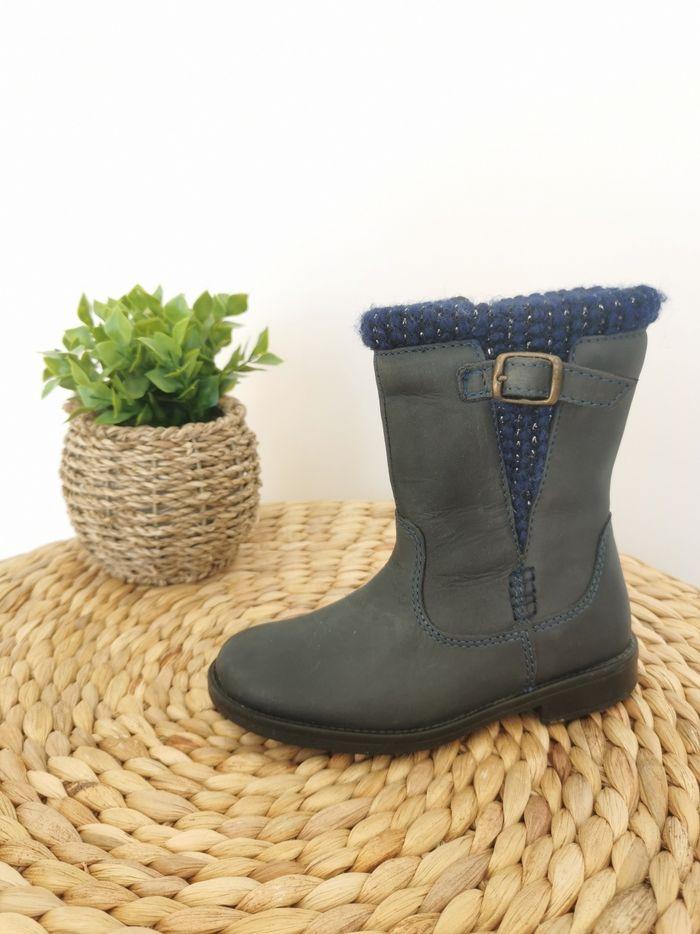 Bottes en cuir effet tricot Vertbaudet Pointure 26 - photo numéro 2