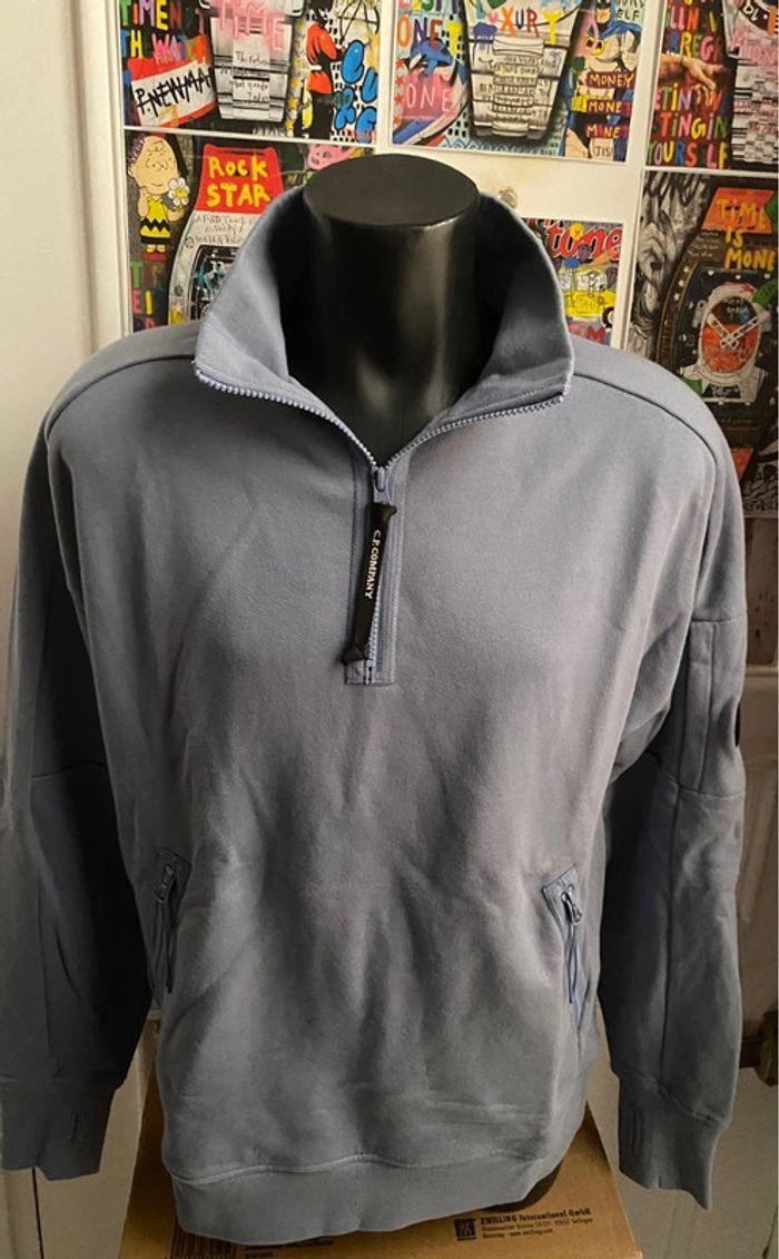 Pull zippe CP Company bleu gris taille neuf avec étiquette - photo numéro 1