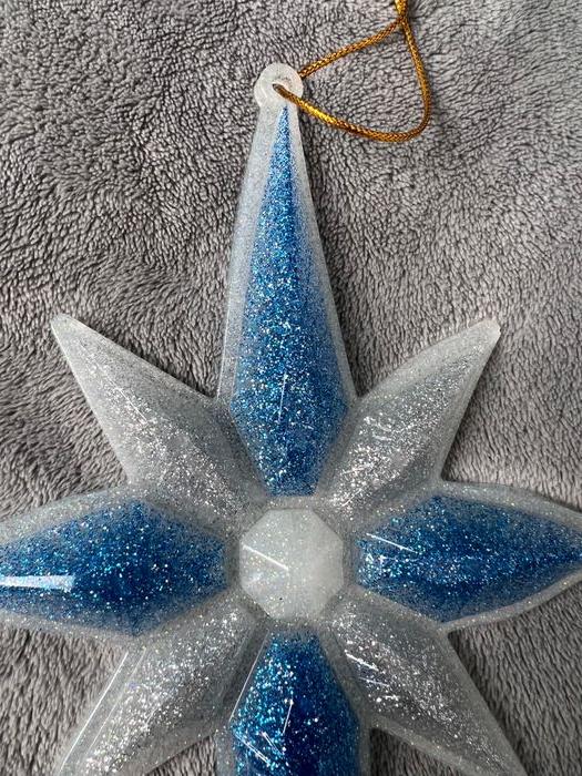 Décoration de Noël - Grand Etoile bleu et paillettes - photo numéro 4