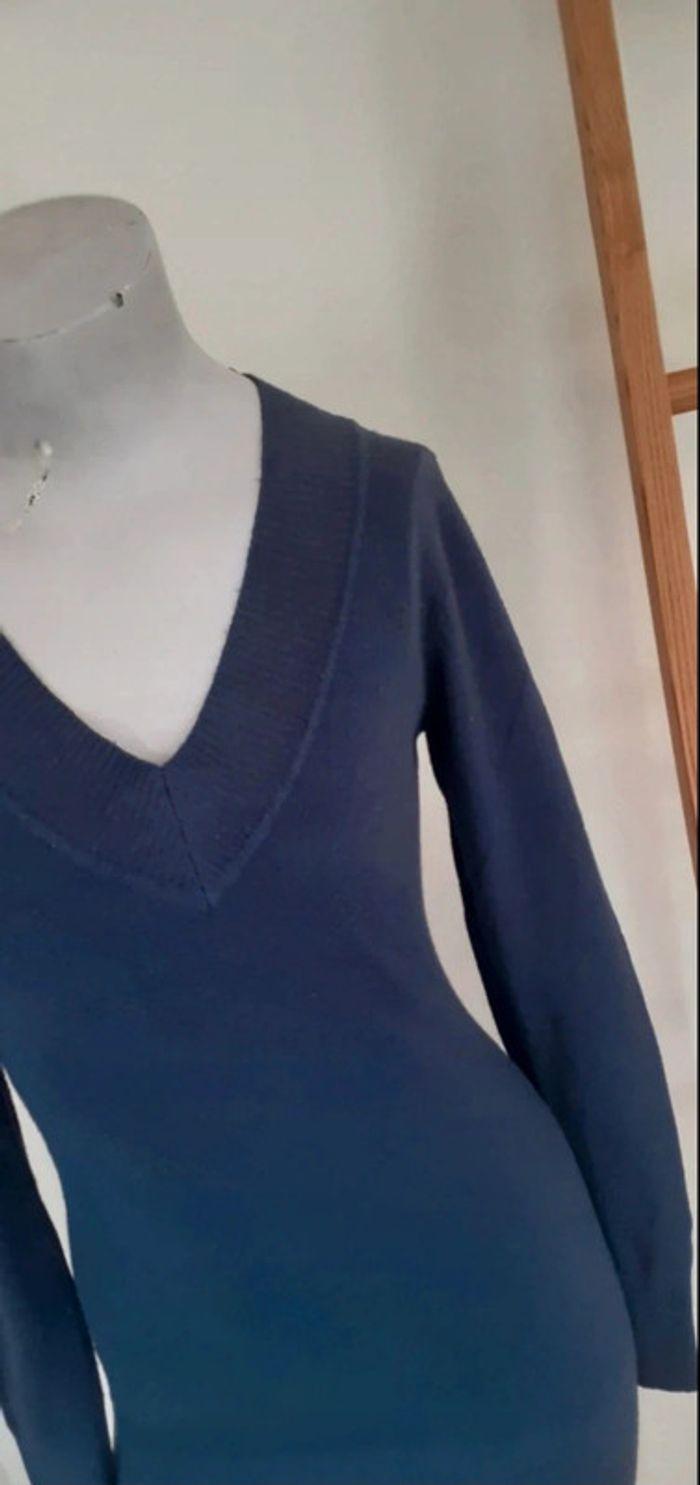 Robe pull bleu marine laine cachemire soie coton T 36/38 - photo numéro 4