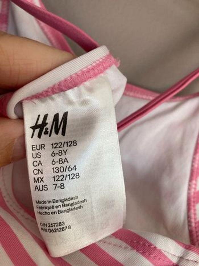 H&M maillot de bain rayé rose et blanc 6-8 ans - photo numéro 5