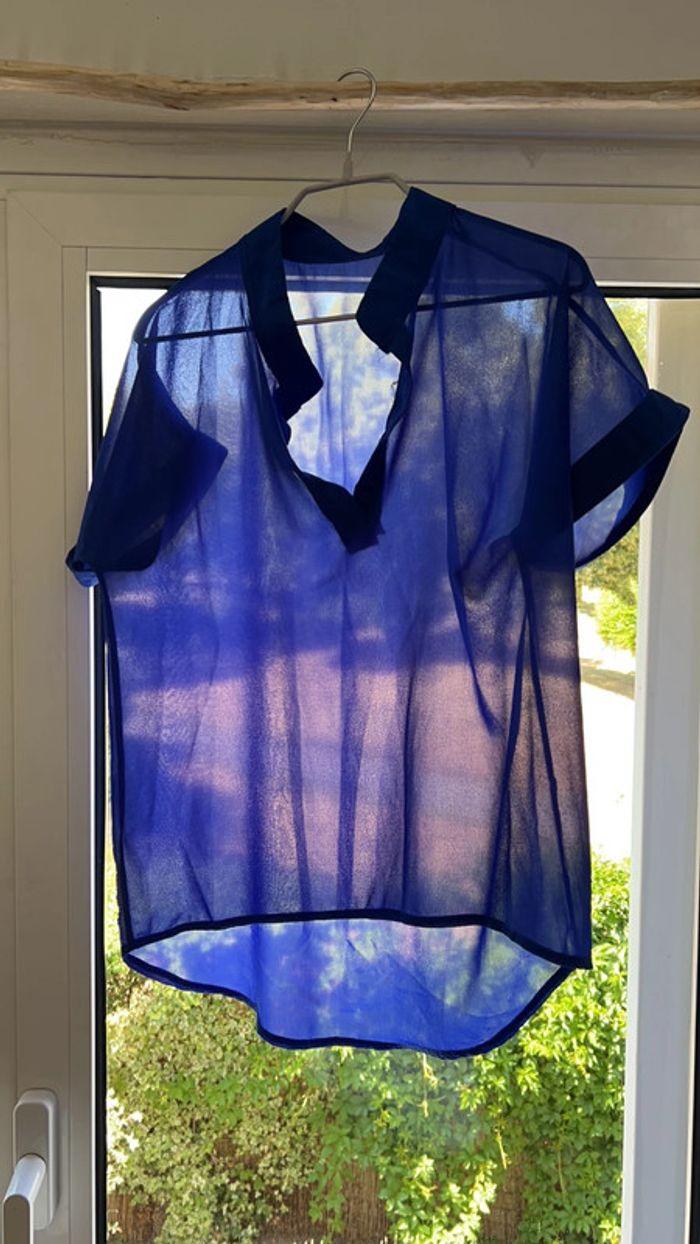 Blouse bleue transparente taille M - photo numéro 3