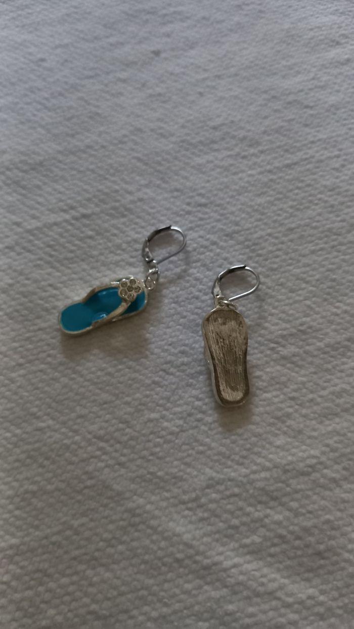 Boucles d'oreilles tongs bleues - photo numéro 2