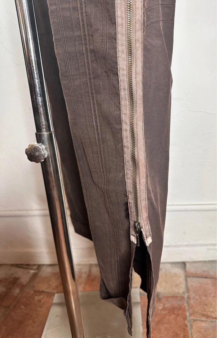 Pantalon toile marron Double Jeu à motifs et zips taille 2 - photo numéro 9