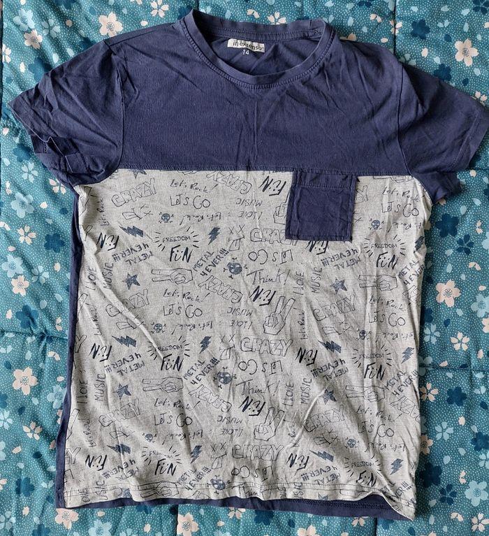 T-Shirt bleu à motifs 14 ans - photo numéro 1