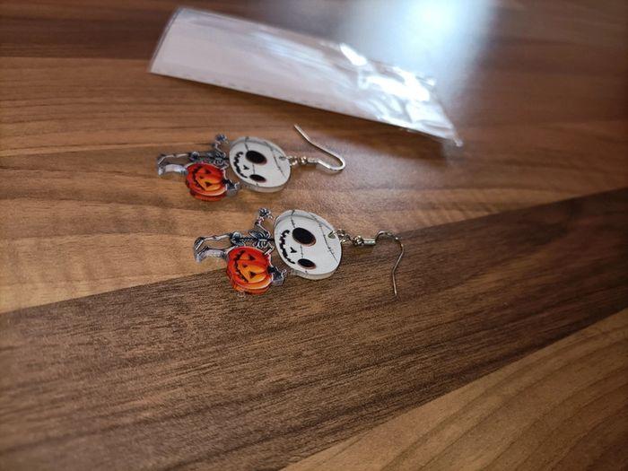 Boucles d'oreilles neuves halloween squelette citrouille - photo numéro 3