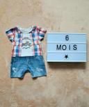 6 mois combishort barboteuse effet jean biker motard