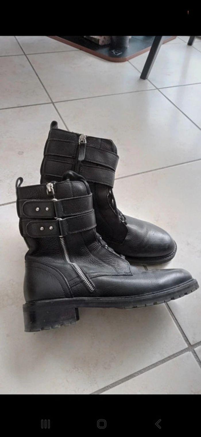 Bottines boots noires lacées Rangers taille 40 Topshop cuir - photo numéro 1