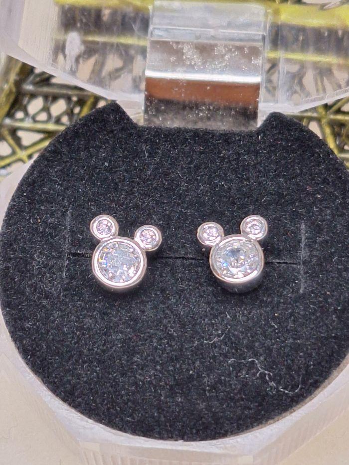 Boucle d'oreilles argenté Mickey avec strass - photo numéro 2