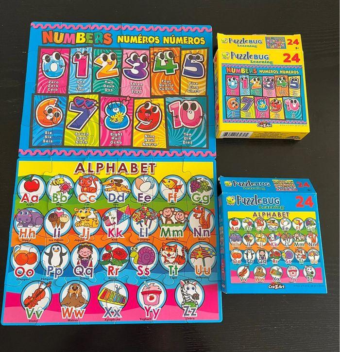 Lot de 2 puzzles français anglais espagnol - Alphabet et numéros - photo numéro 1