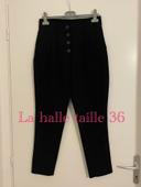 Pantalon coupe carotte style chino taille haute bouton devant neuf la halle taille 36