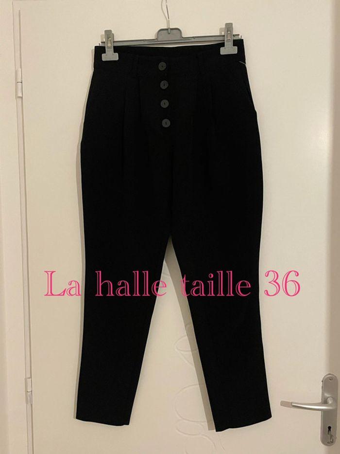 Pantalon coupe carotte style chino taille haute bouton devant neuf la halle taille 36 - photo numéro 1