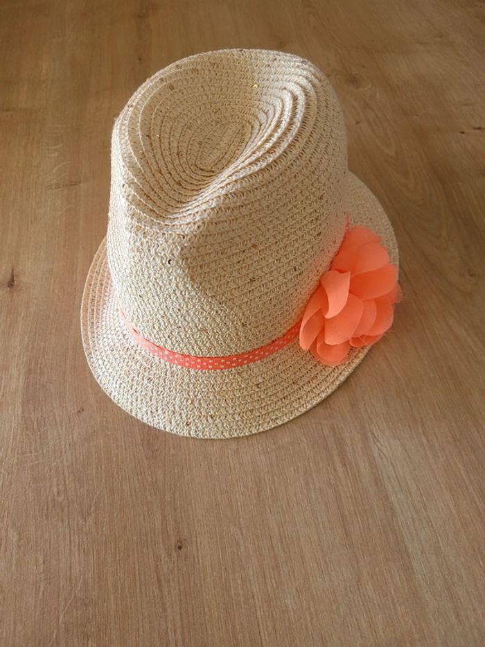 Chapeau à ruban et fleurs fille - taille 54 - photo numéro 1