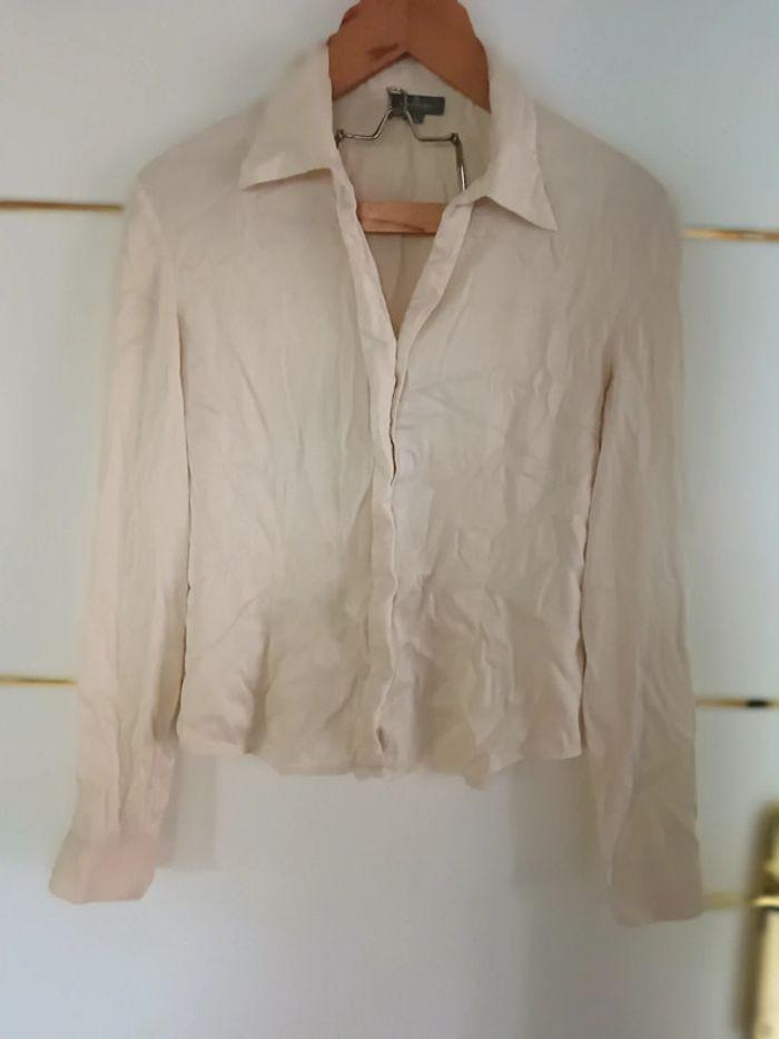 Chemise crème écrue blanc nacré satiné Naf Naf taille L 40 - photo numéro 1