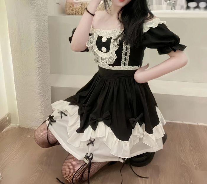 Robe noire style Cosplay Lolita maid cute Kawaii - photo numéro 7