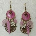 Boucles d'oreilles rose et doré strass neuve