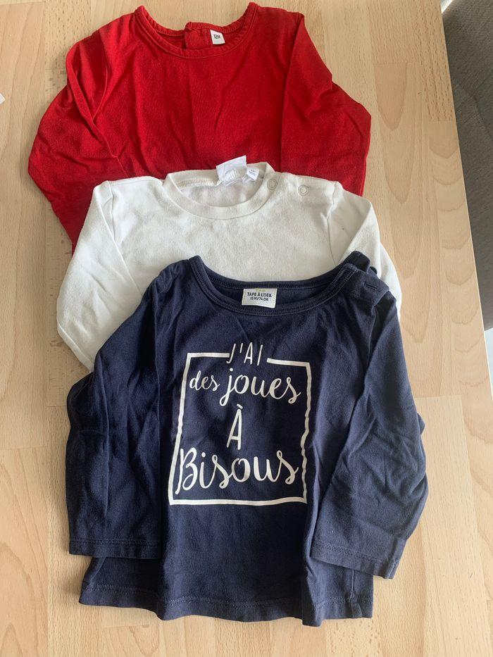 Lot 3 shirt manches longues 12 mois - photo numéro 1