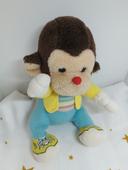 Doudou Teddy Bear monkey singe peluche jaune bleu rayé nez rouge cp c.p. francais basket