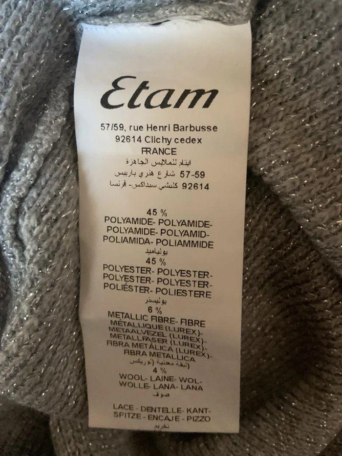 Pull gris boutonné au dos Etam taille L - photo numéro 7