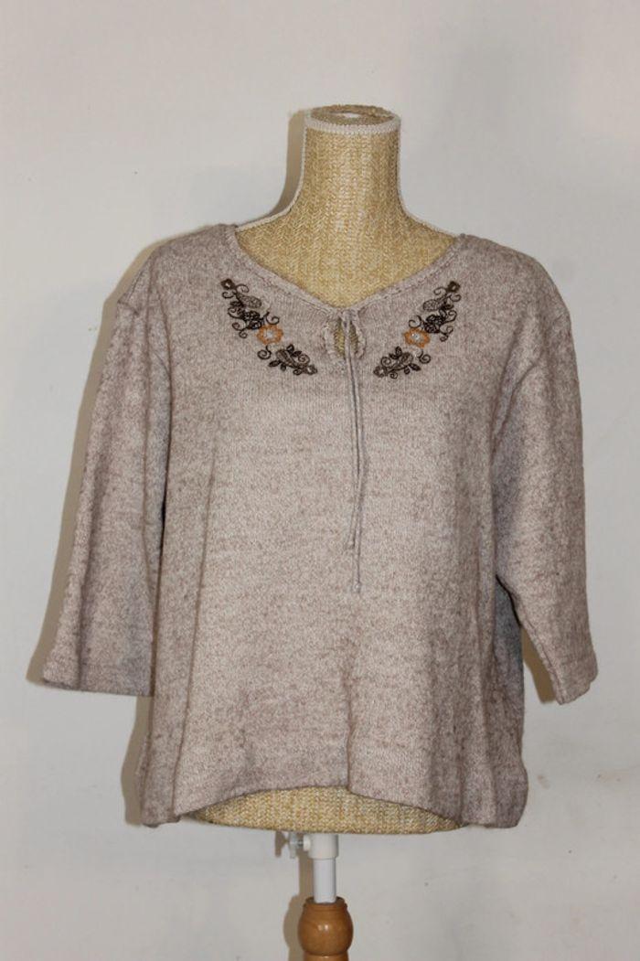 Pull hiver beige - Damart - manches 3/4 - photo numéro 1