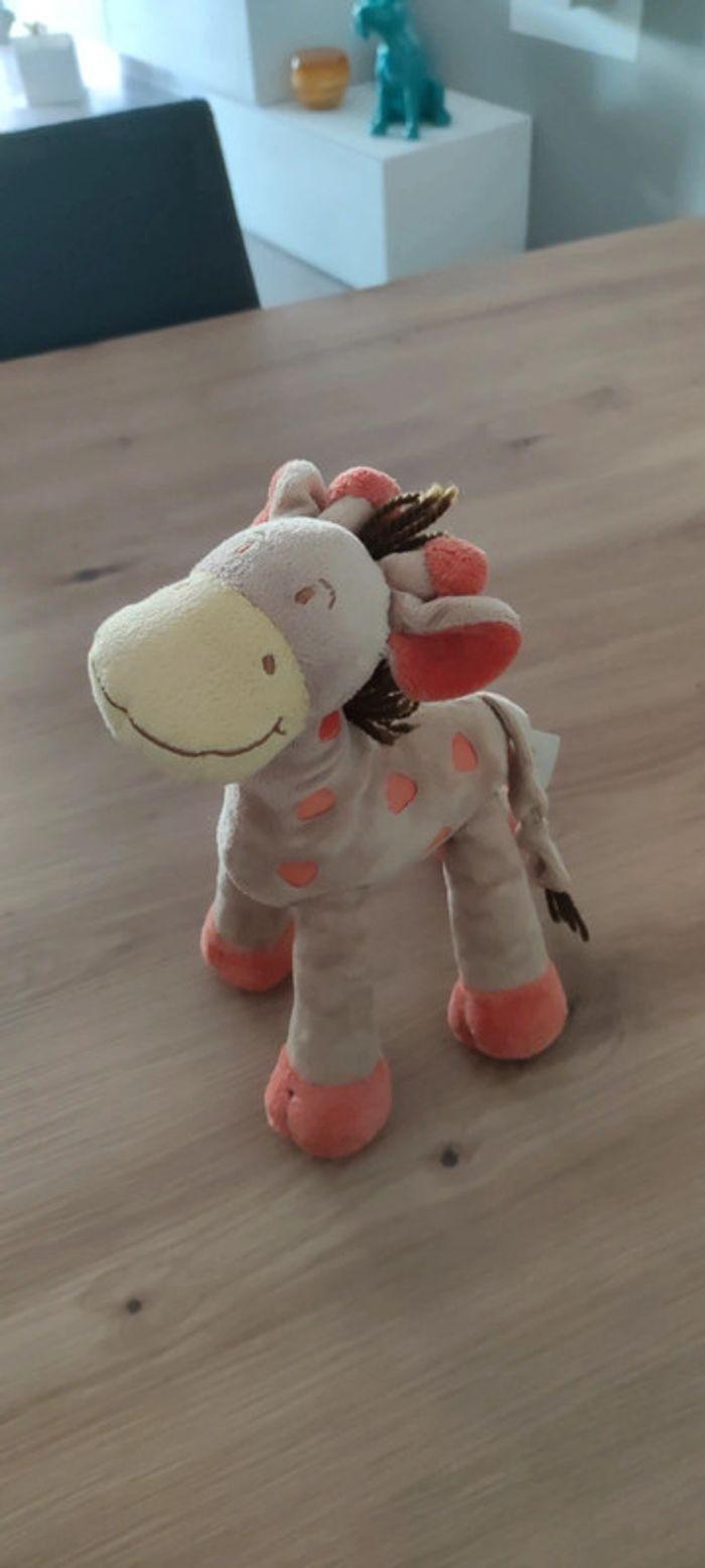 Doudou Girafe Nicotoy Beige et orange - photo numéro 4