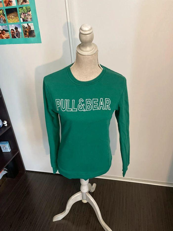 🐻 Sweat col rond vert Pull & Bear TM - photo numéro 1