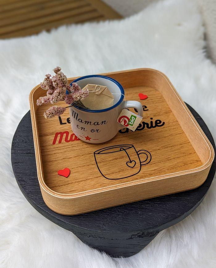 Plateau de thé/café/gâteaux personnalisé / Fête des mères-grands mères / cadeau pour maman et mamie - photo numéro 3