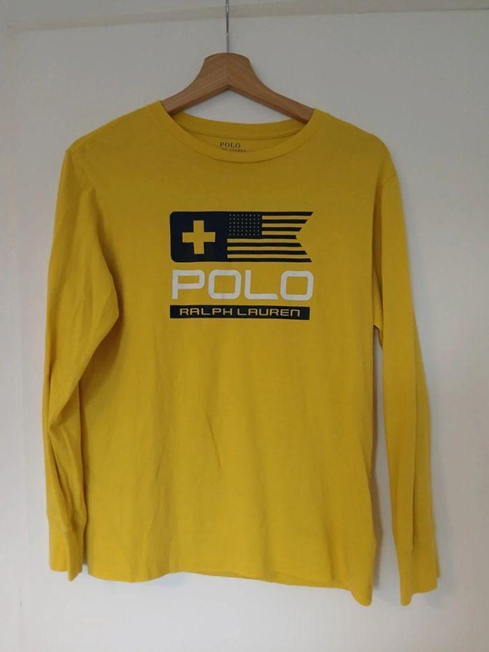 Tee shirt manches longues M ralph lauren jaune - photo numéro 1