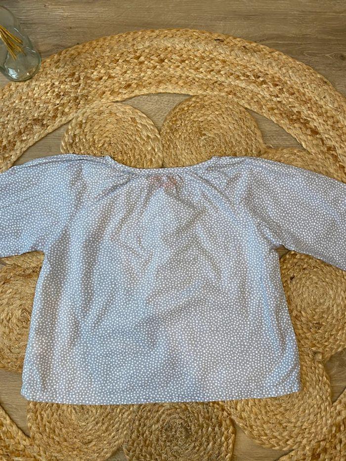 Blouse manches longues grise à pois blanc Tex taille 2/3 ans - photo numéro 2