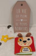 Livre tissu bébé chien Auzou Cadeau de naissance