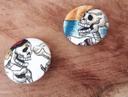 Lot de 2 badges  en tissus têtes de mort