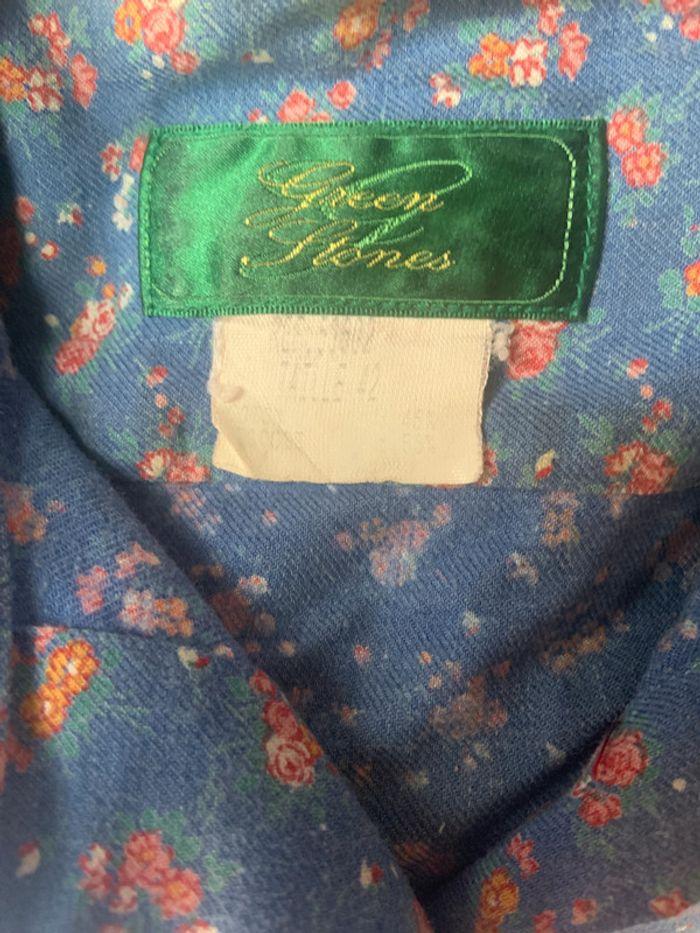 Chemise bleue à fleurs Green Stone taille 42 - photo numéro 3