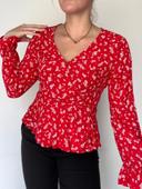 Blouse fleurie en cache cœur