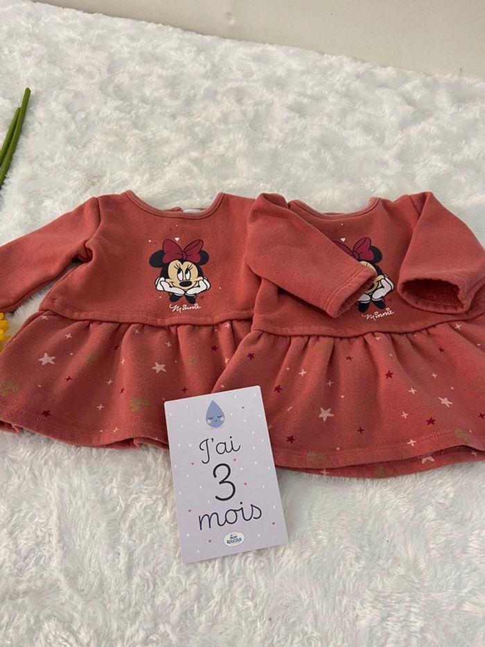 Jumelles: 2 robes rouge rouille  Minnie Disney Baby 62 nickel - photo numéro 2