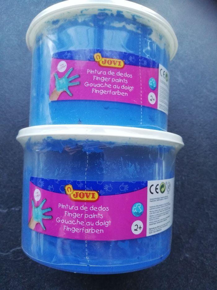 Lot de 2 pot de 500ml de peinture bleu au doigt