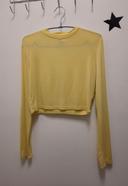 Crop top slim manches longues jaune pâle, T. L