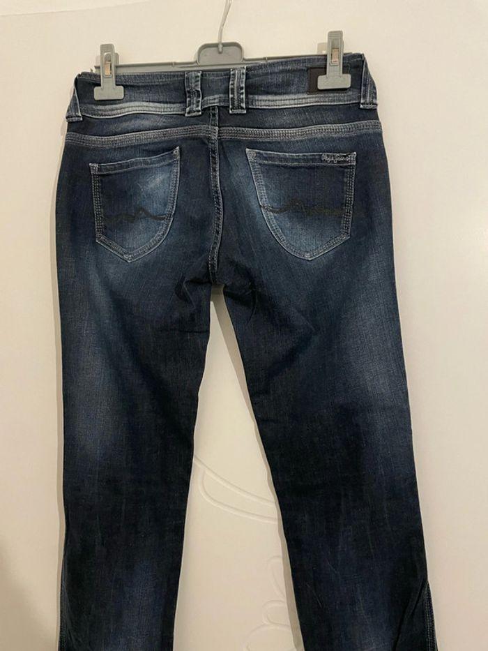 Jean extensible bleu effet délavé taille basse coupe slim pepe jeans taille W28 L34 soit taille 38 - photo numéro 5