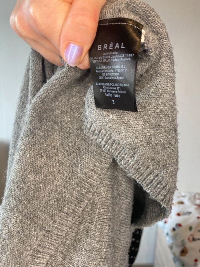 Pull col V avec noeud gris Bréal taille L/ 40 - photo numéro 13