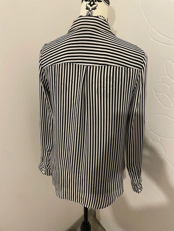 Chemise fluide ne se froisse pas blanc rayé noir à manches longues H&M taille 34 - photo numéro 3