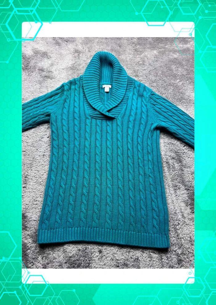 👕 Sweat torsadé L.L Bean Vintage Femme Turquoise Taille XS 👕 - photo numéro 6