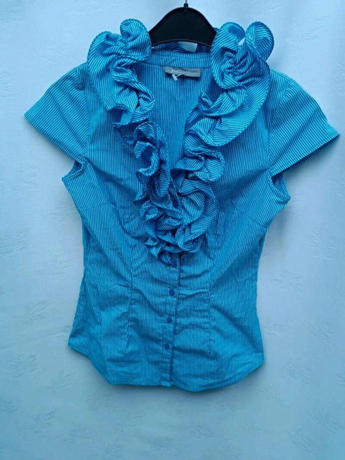 Blouse chemisier neuve KBC bleue 36-S - photo numéro 4